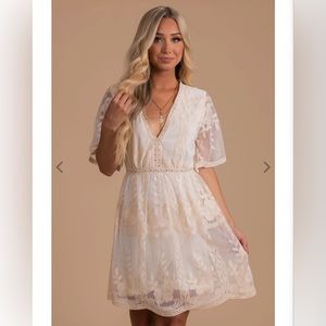 Light My Fire Lace Mini Dress - Cream